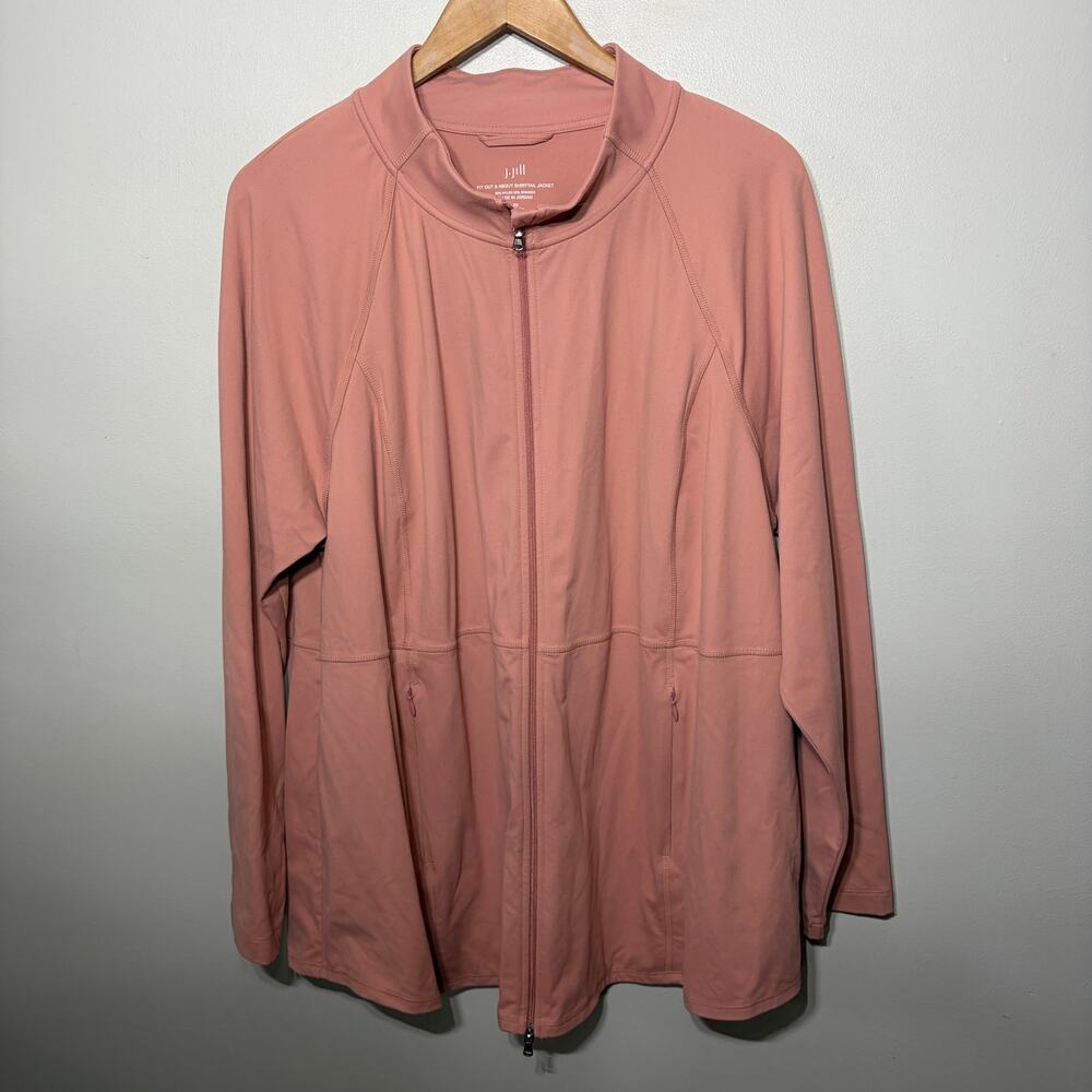 J. Jill Jacket Fit Out & About Shirttail Rose Pink Zip Pocket Spring NWT 2X